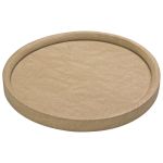 Glamour Line Round Plush Leatherette Tray, Antique White
